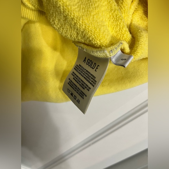 AGOLDE
BALLOON SLEEVE CROPPED YELLOW CREWNECK SWEATSHIRT TOP SM - Picture 5 of 8